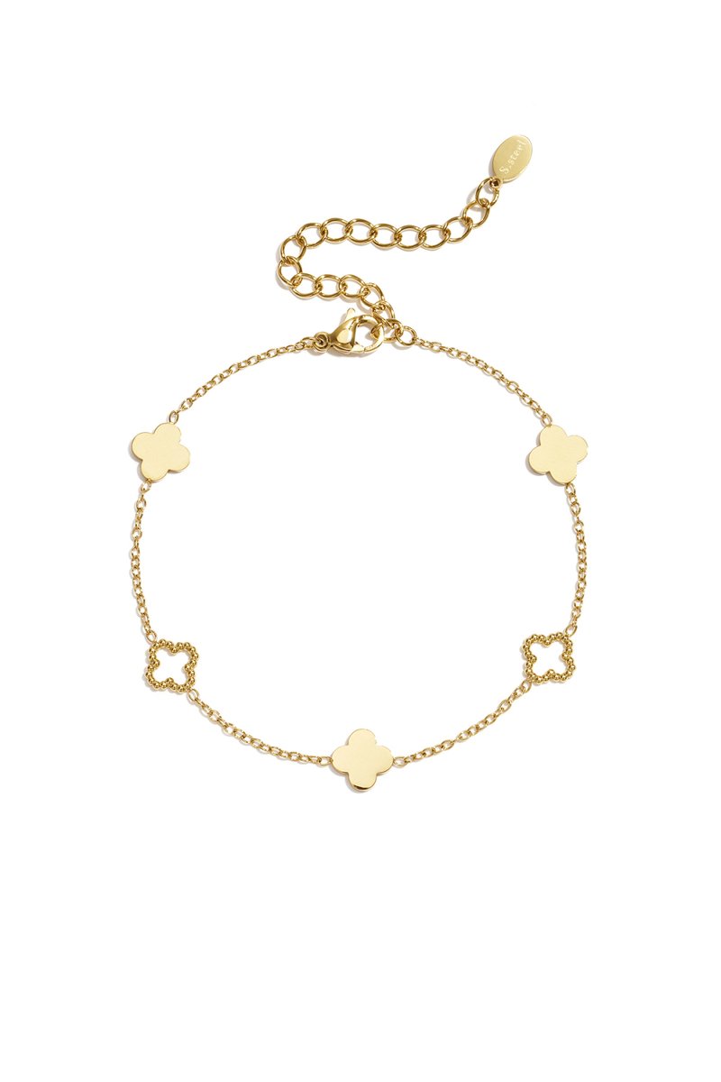 Bijoutheek Armband (Sieraad) Klavers Dicht Open Goudkleurig