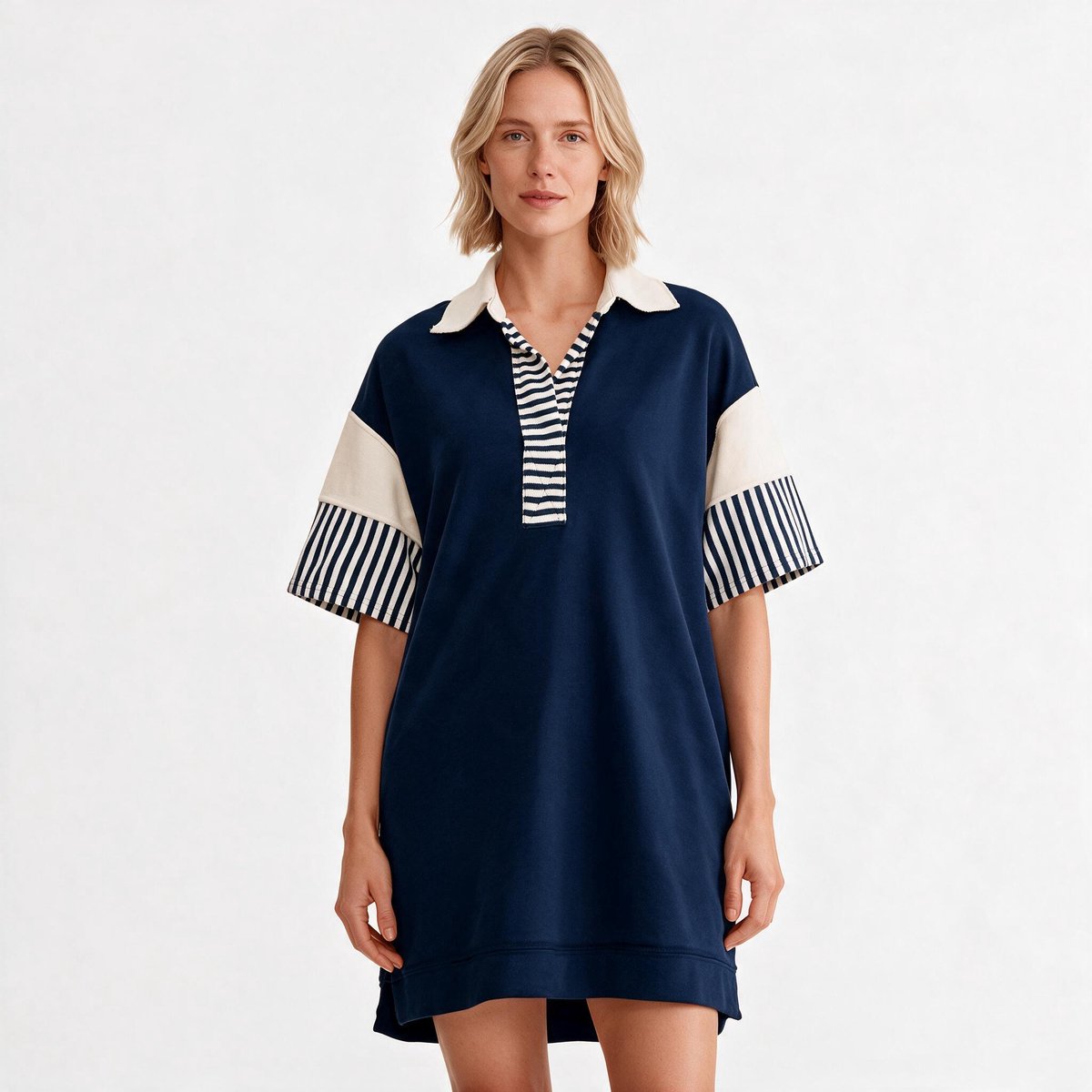 Imily Bela Dames Polo Mini Jurk met Korte Mouwen