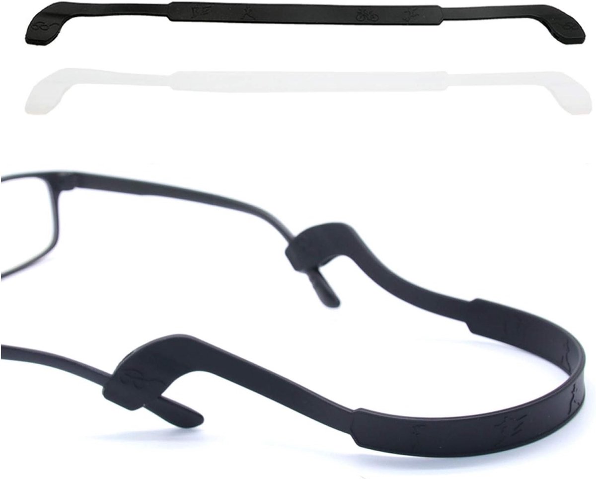 Zwart/Wit Niet-Slip Silicone Brilband - 2 Stuks, Brilretainers voor Veiligheid en Comfort