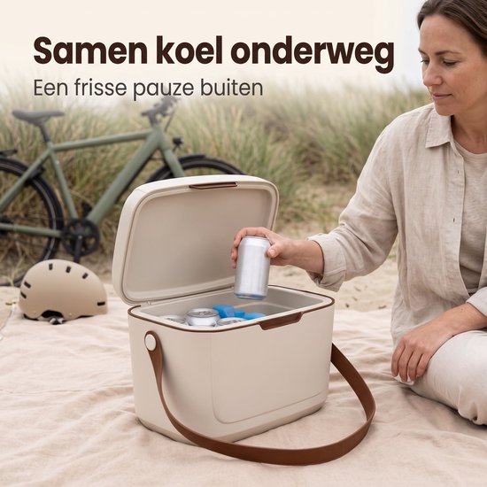 Cheqo® Koelbox - Kleine Koelbox - Draagbare Koelbox - Mini Koelbox - Koelbox zonder Stroom - Passieve Koelbox met Draagriem - Koelbox voor Camping - Strand - Picknick en Onderweg - Koelbox voor in de Auto - Isolerende Koeltas - Retro Design van Cheqo — afbeelding 5