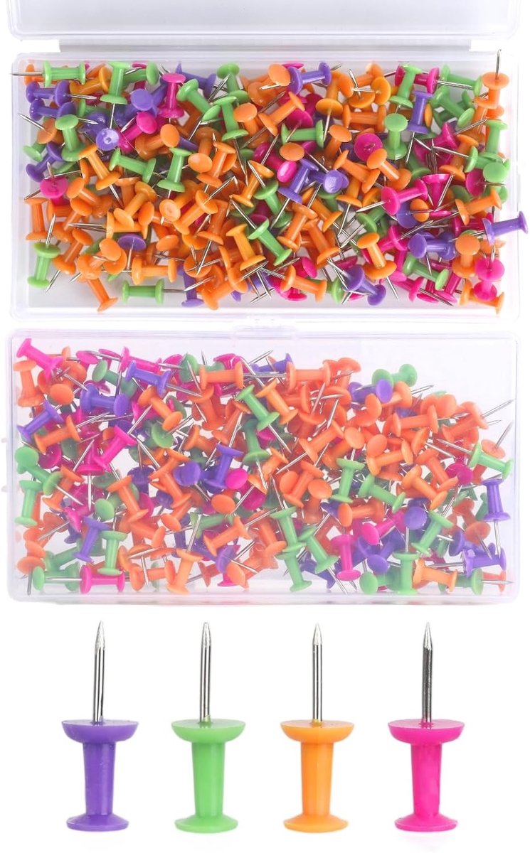 400 stuks punaise set voor prikbord, school en kantoor - kleurige duimspijkers, multifunctionele kantoormaterialen, ideaal voor organisatie en decoratie