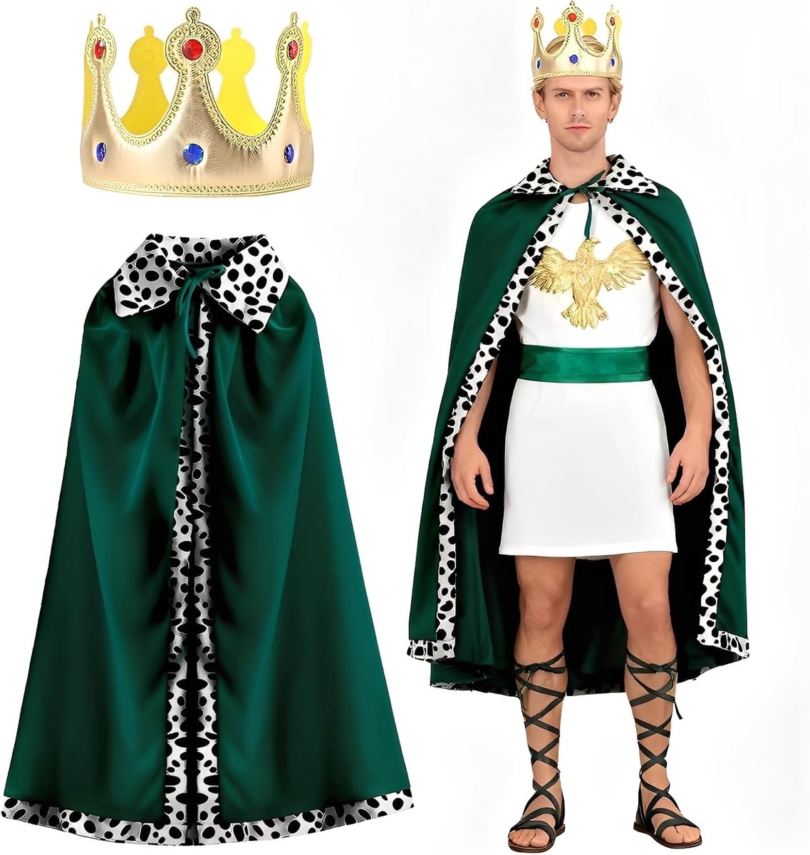 Elegante Koningin Cape van Fluweel met Tiara voor Feestelijke Kostuums en Verkleedpartijen