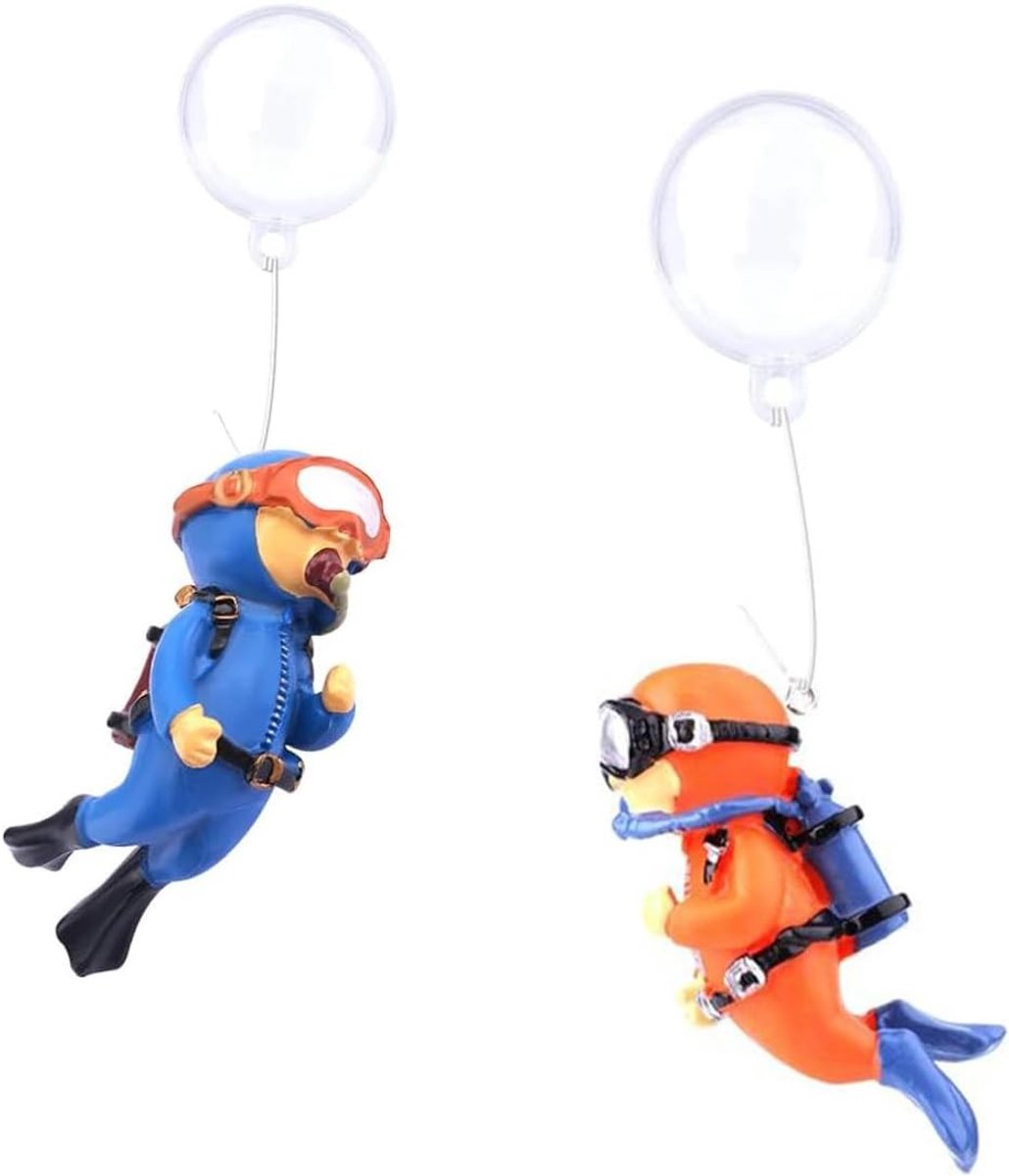 Aquariumdecoraties - Oranje - 6,5 x 3 cm - Drijvende Duikerornamenten van PVC - Voor Aquarium Accessoires