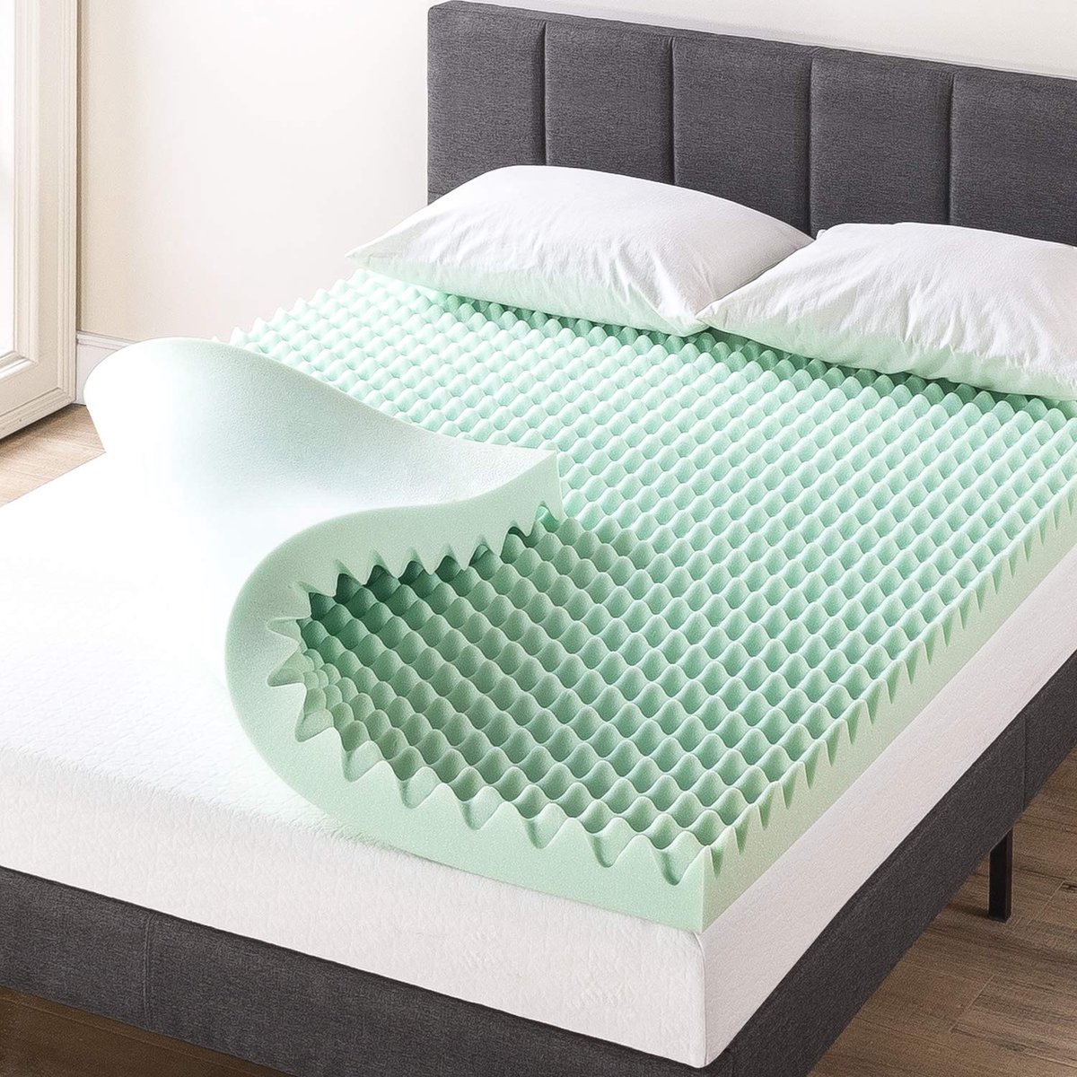 Best Price Mattress 10,2 cm eierkrat traagschuim matras topper met kalmerende aloë infusie, CertiPUR-US - ShopVlot