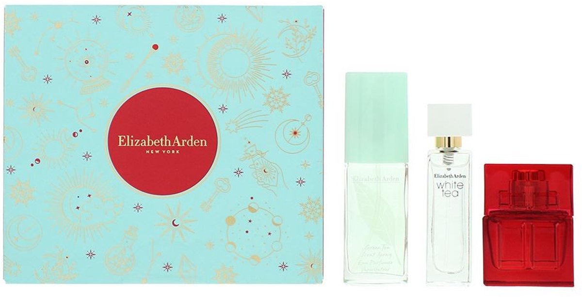 ELIZABETH ARDEN ELIZABETH ARDEN HOLIDAY FRAGRANCE GESCHENKSET 10ML RED DOOR EDT + 10ML WHITE TEA EDT + 15ML GREEN TEA SCENT SPRAY 1 STUK