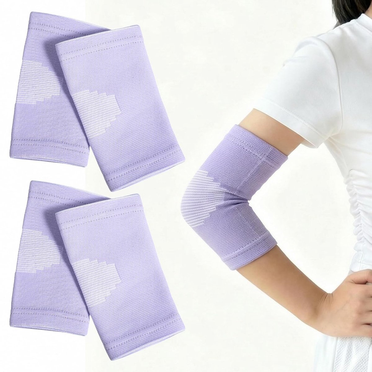 2 Paar Kinderen Elleboogbandages - Verstelbare Nylon Elleboogsleeves voor Sport, Basketbal en Volleybal (Paars, 16 x 8 cm)