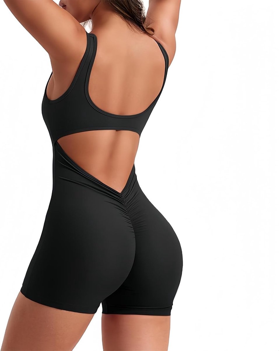 Dames Mouwloze Jumpsuit met Sexy Rug, Perfect voor Zomer, Gym, Yoga en Casual Avonden