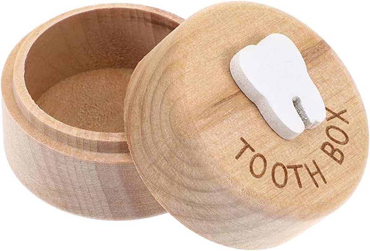 1 stuk - melktand doos - houten - met deksel kinderen tanden wisselen houten doos - mannen en vrouwen baby tanden wisselen herinnering doos