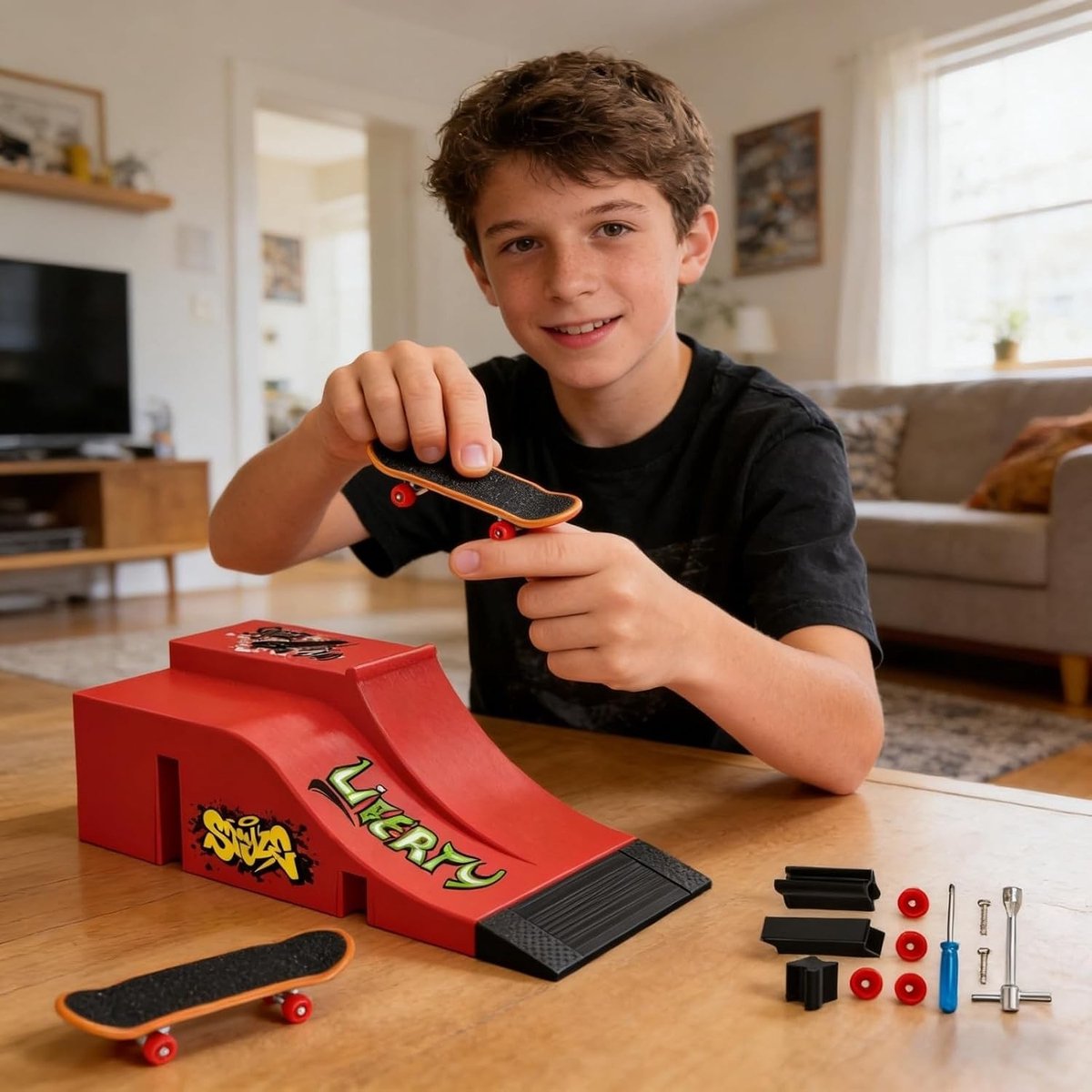 Vingerboard Ramp Set - Rood - 19 x 8,7 x 5,8 cm - Duurzame Doe-Het-Zelf Hellingsset - Voor Jongens en Meisjes