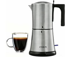 Moka Koffiezetapparaat - Roestvrij Staal - 3-6 Kopjes - Volautomatisch met Eén Knop - Voor Koffieliefhebbers