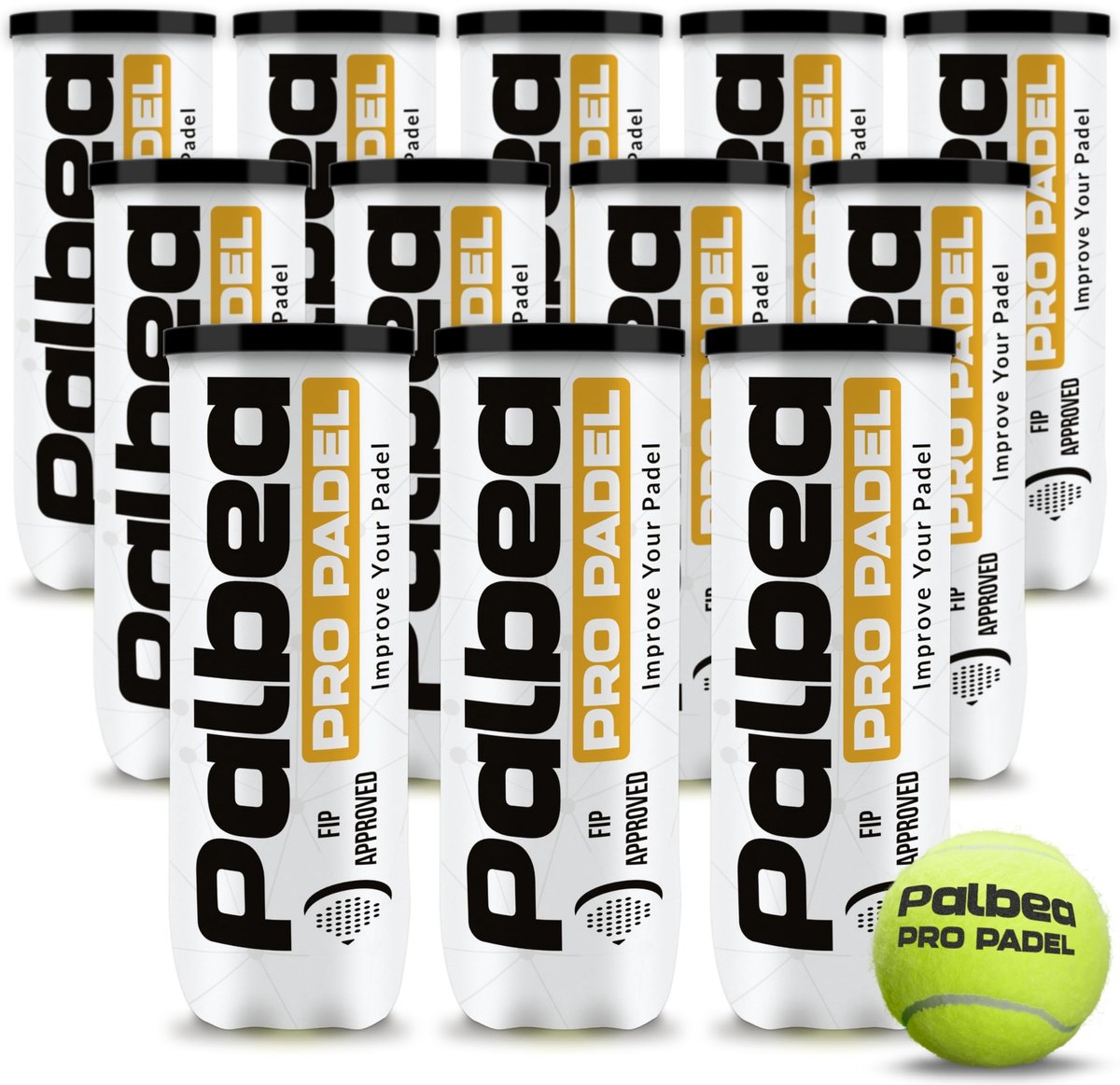 PALBEA PRO PADEL - Padelballen FIP goedgekeurd - 1 Doos x 12 Buis. - ShopVlot