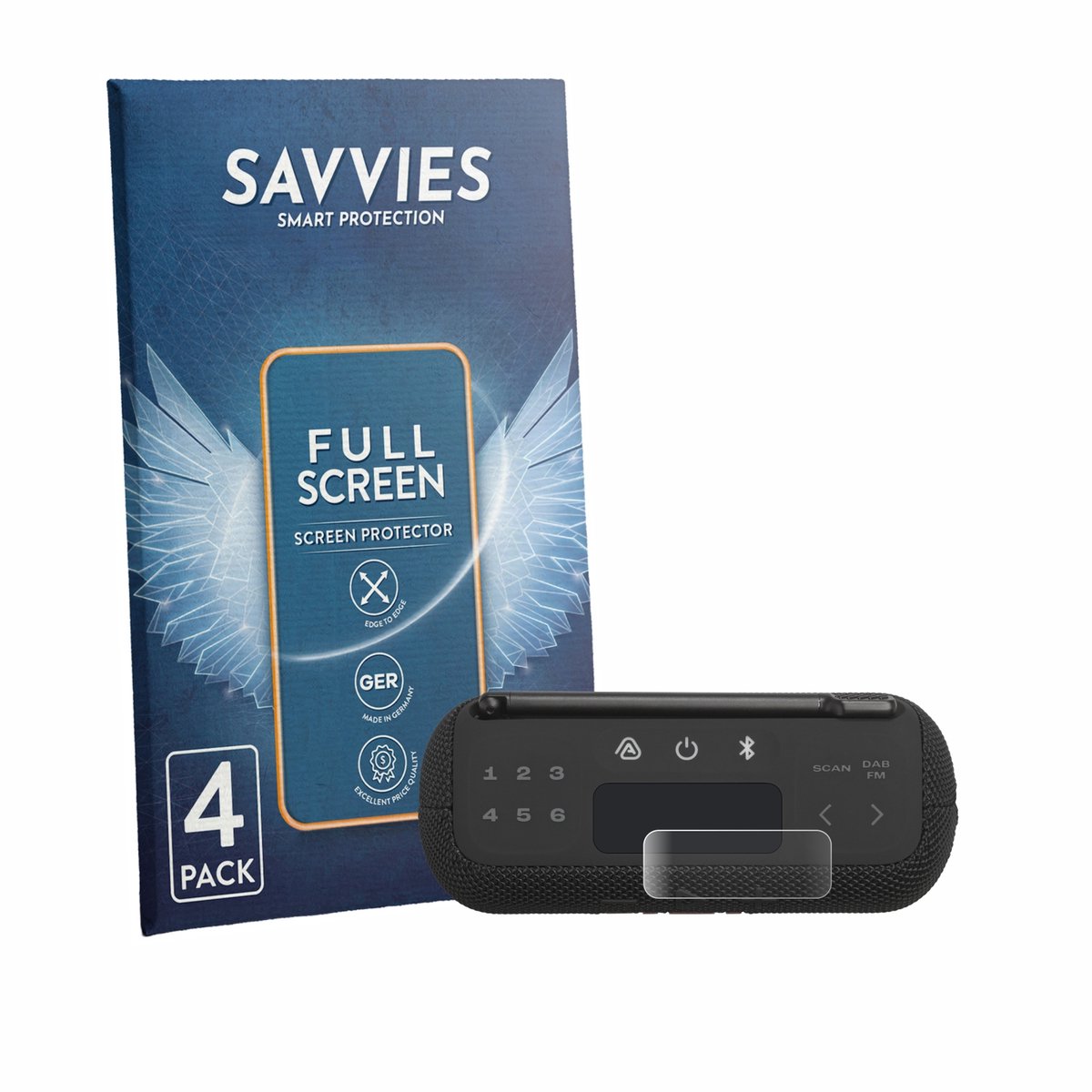 Savvies - Screenprotector voor JBL Tuner 3 - Folie Beschermfolie transparant volledig dekking 4 Stuks