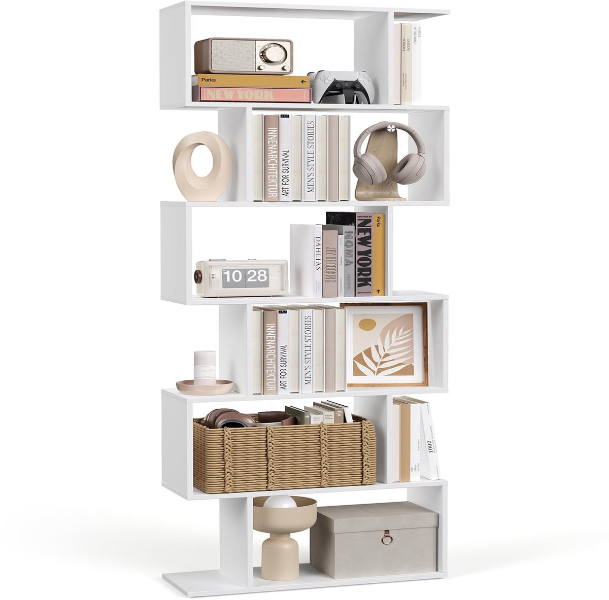 Famanu – Boekenkast met 6 etages, vrijstaand en modern ontwerp voor opbergruimte en decoratie