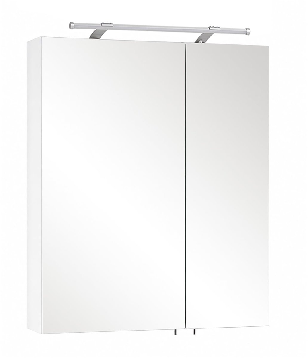 Famanu – Spiegelkast, 60 x 75 x 16 cm, wit glanzend, ideaal voor badkamer of slaapkamer
