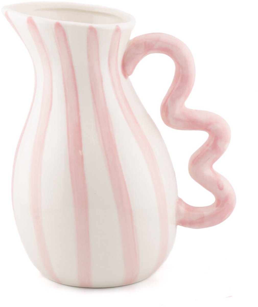 Aardewerk kan met oor Stripe roze