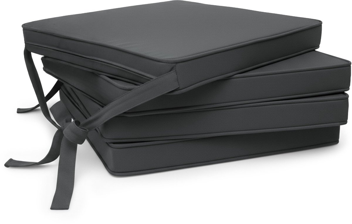 Famanu – Set van 4 stoelkussens met linten, non-slip voor extra comfort en ondersteuning