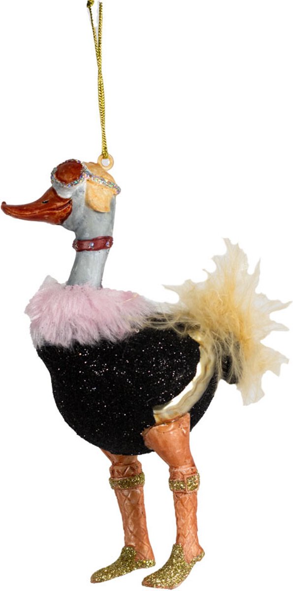 Struisvogel - Handgeschilderde Glazen Kerstbal - Handgeblazen Kerstversiering - Grappige Kerstbal - Kerstboom Decoratie