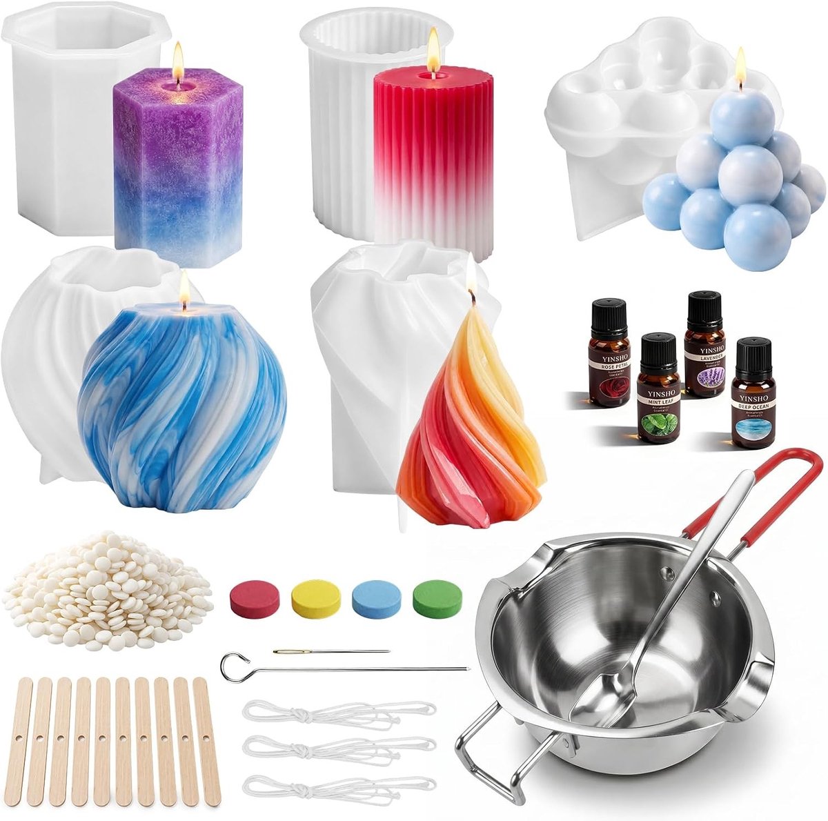 Kaarsenmaakset - Multicolor - 1000 g - Met Sojawas en Accessoires - Voor Beginners en Creatieve Doe-Het-Zelvers