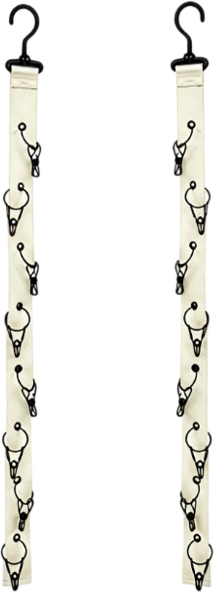 casalora Hoeden Organizer Set van 2 – Hangende Hoedenhouder met 16 Clips – Deur- en Wandopslag voor Petten, Sjaals, Sokken en Knuffels – Beige