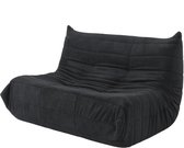 Bonenstoel - Zitzak - Relaxfauteuil - 2-persoons loungebank - Lazy stoel - Teddy fleece zitzakstoel voor binnengebruik - Relaxstoel / loungefauteuil - Slaapkamer en woonkamer - Volwassenen en jongeren - Ergonomisch - 135x105x80 cm - Zwart