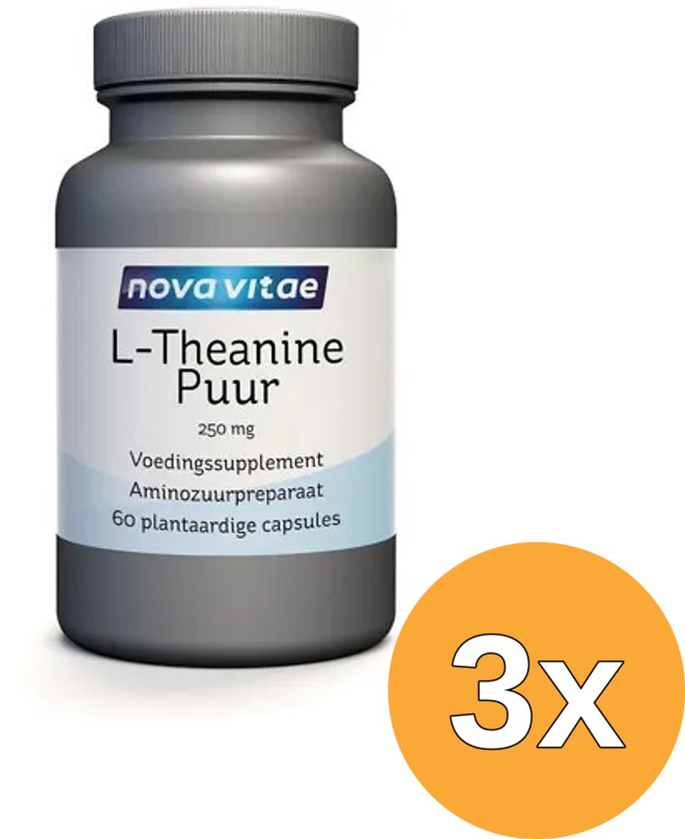 3x Nova Vitae L-Theanine puur 250 mg (60 capsules)