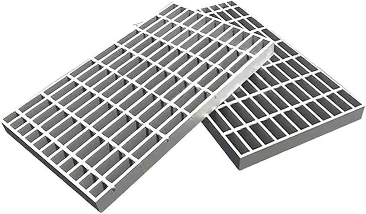 Stalen Rasppaneel - Metalen Vloerrooster - Waterafvoer Buiten - Antislip Gekarteld Oppervlak - 100 x 30 cm - Zilver