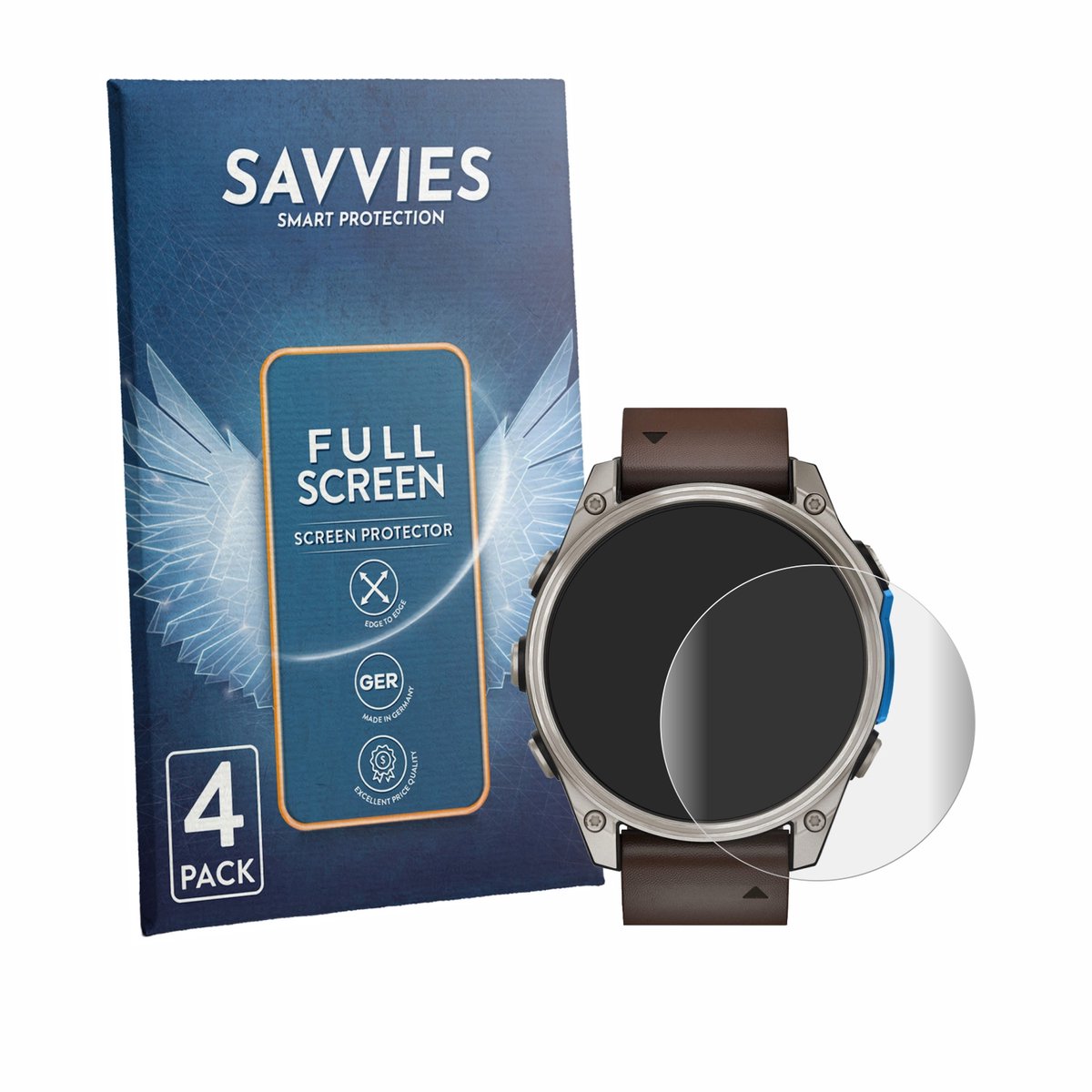 Savvies - Screenprotector voor Garmin D2 Mach 2 (47 mm) - Folie Beschermfolie transparant volledig dekking 4 Stuks