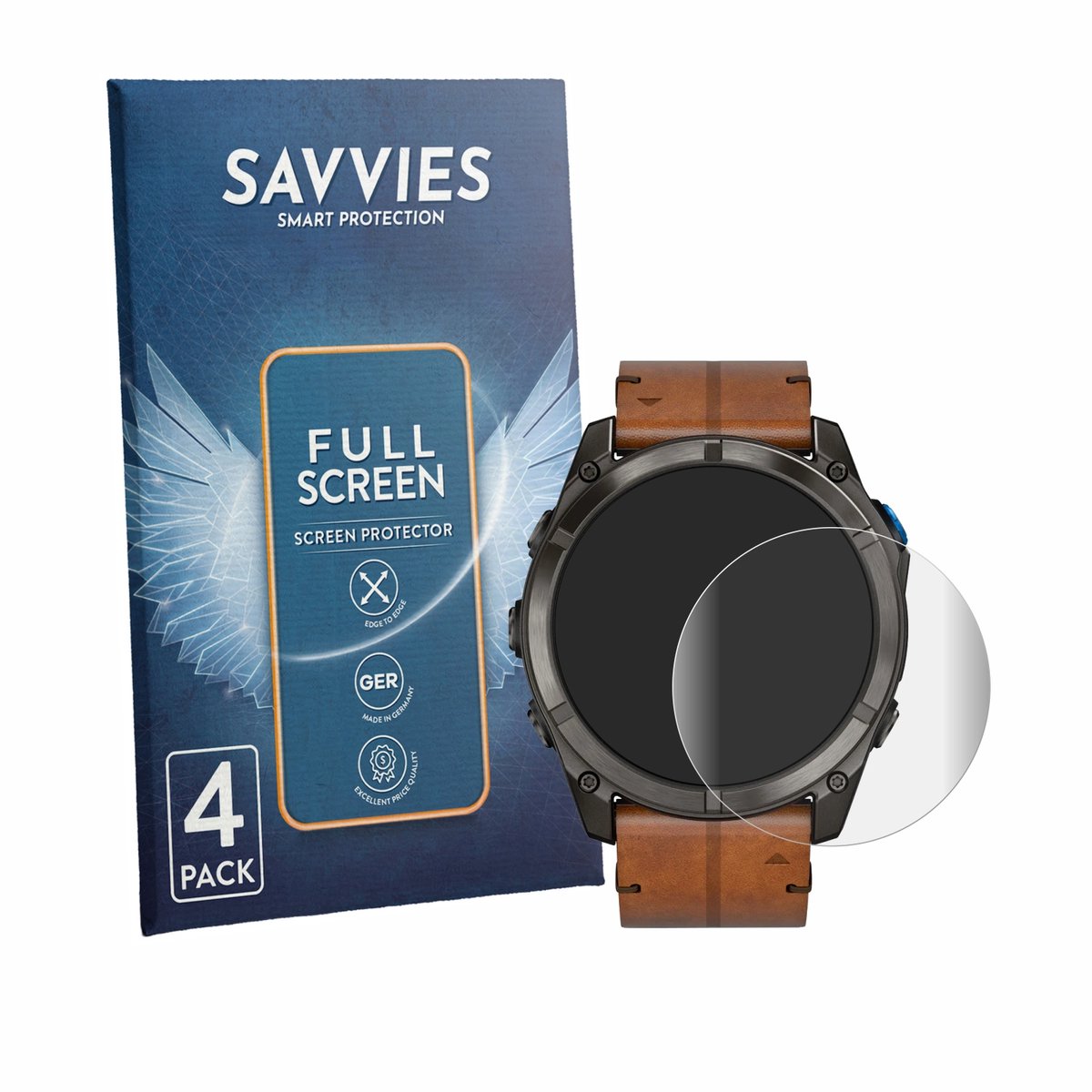 Savvies - Screenprotector voor Garmin D2 Mach 2 Pro (51 mm) - Folie Beschermfolie transparant volledig dekking 4 Stuks