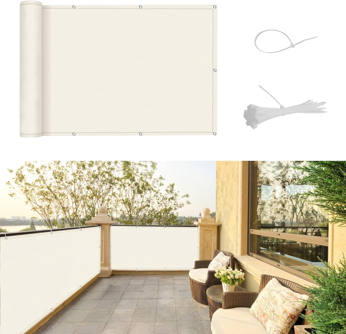 SUNNY GUARD Balkonscherm 90x700cm Waterdicht Balkonafdekking Inkijkbescherming Ondoorzichtig Balkonomranding Met - ShopVlot