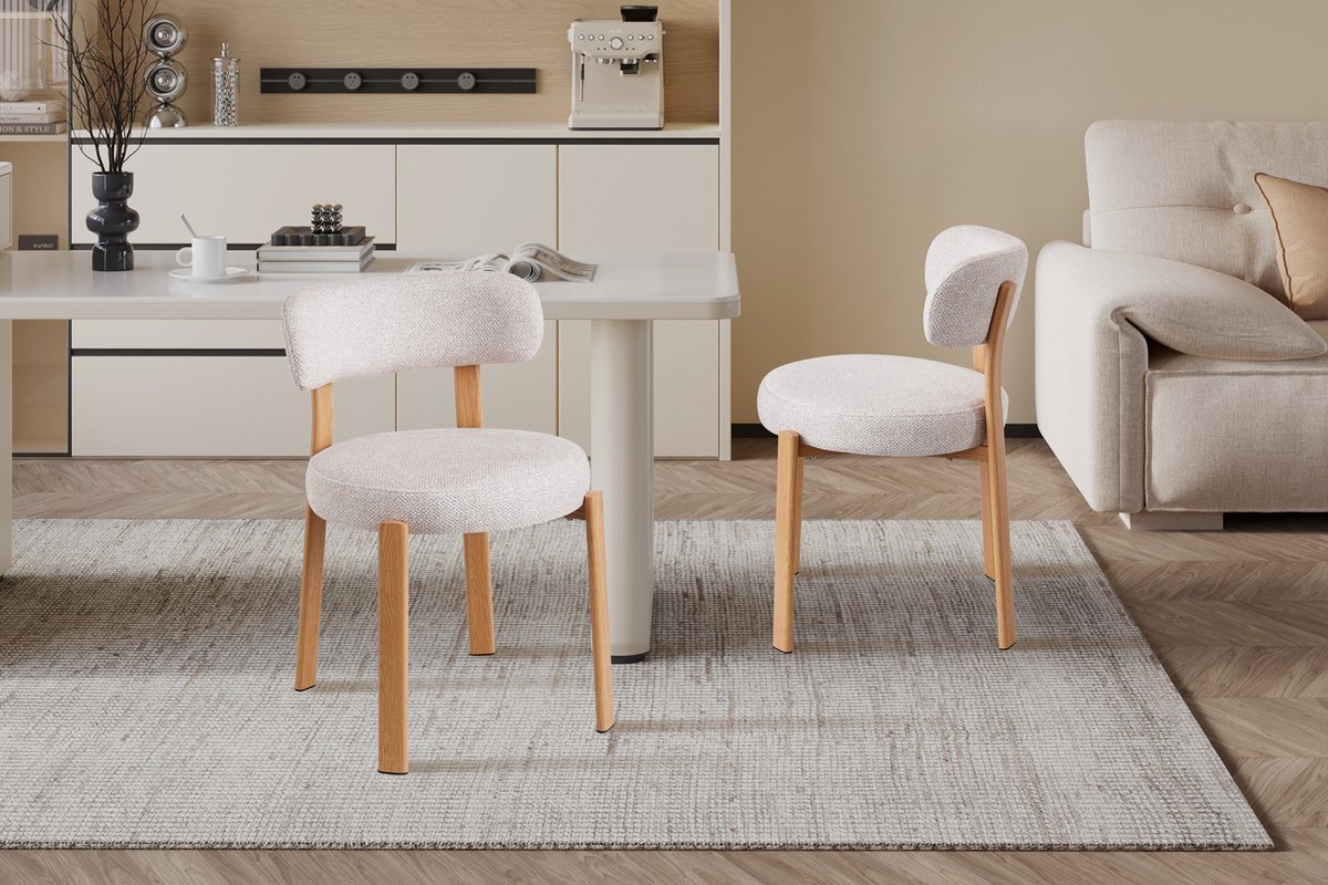 Rousseau Julia - Eetkamerstoel - Naturel - Stof Fabb Leo 23 - Beige - per stuk