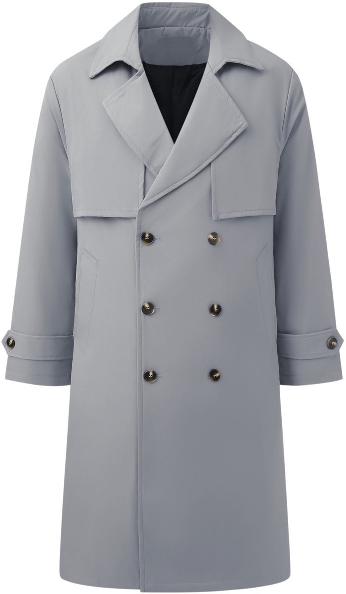 ALLTHEMEN Heren Klassieke Halflange Trenchcoat - S
