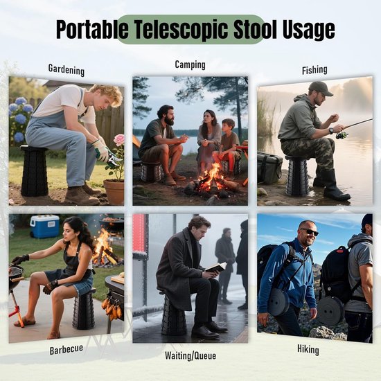 Opvouwbare kruk - Kruk - Krukje - Inklapbaar - Telescopisch - Visstoel - Verstelbaar - Voetensteun - Zwart — afbeelding 4