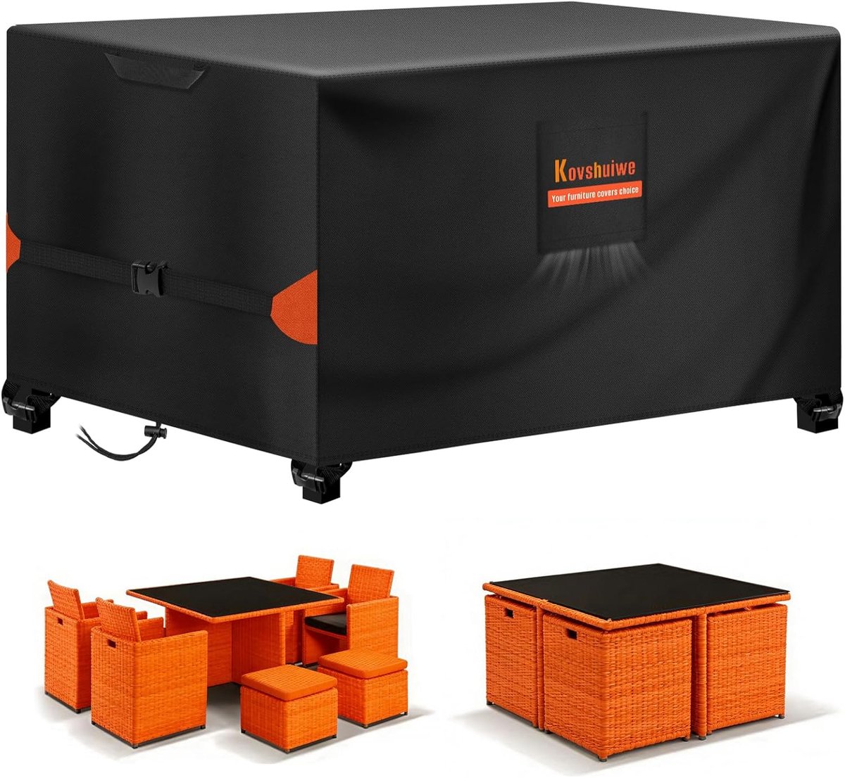 SnelShoppen - Tuinmeubelhoes 220 x 100 x 74 cm - Waterdicht, Winddicht, UV-Bestendig, 420D Zware Kwaliteit - Beschermhoes voor Tuinmeubelen, Buiten, S
