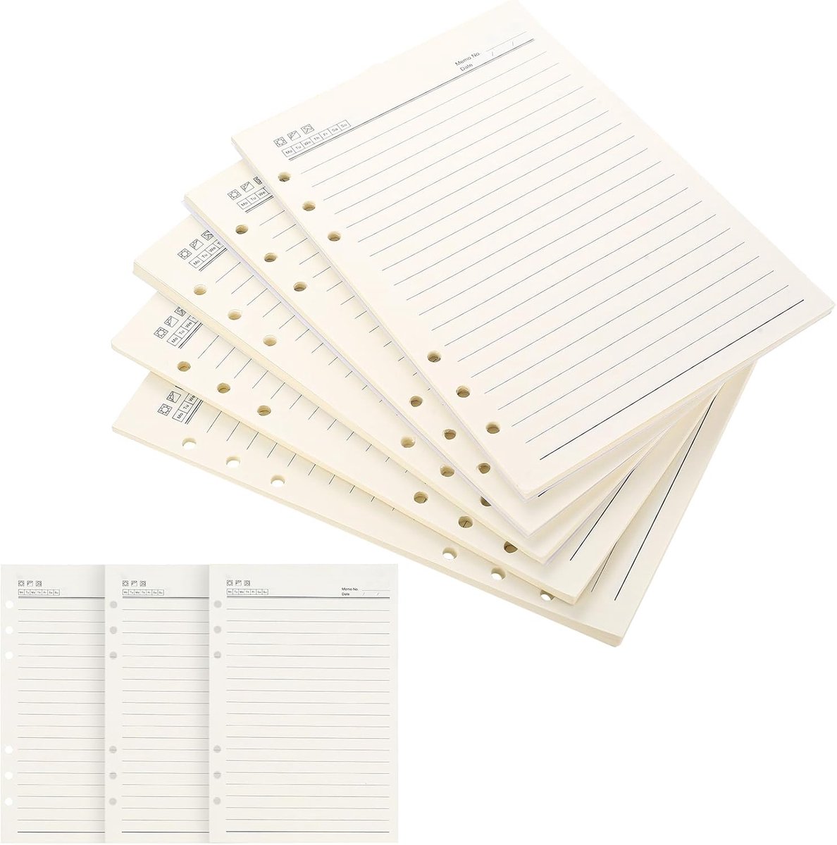 SnelShoppen - 5 Pakketten Gelijnd Papier A5 - 200 Vellen - 6 Gaten - Vulbladen voor Notitieboek, Planner en Journal - Premium Kwaliteit