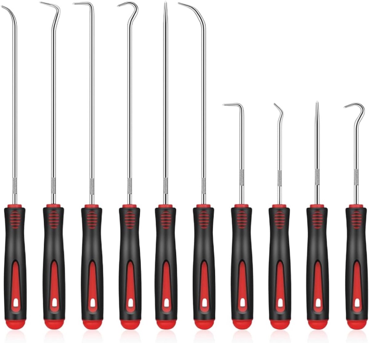 SnelShoppen - 10-delige Puller Verwijder Haak Set, 24cm en 16.5cm Precisie Naald-Haak Schraper Set, Universele O-Ring Afdichting Demontage Gereedschap