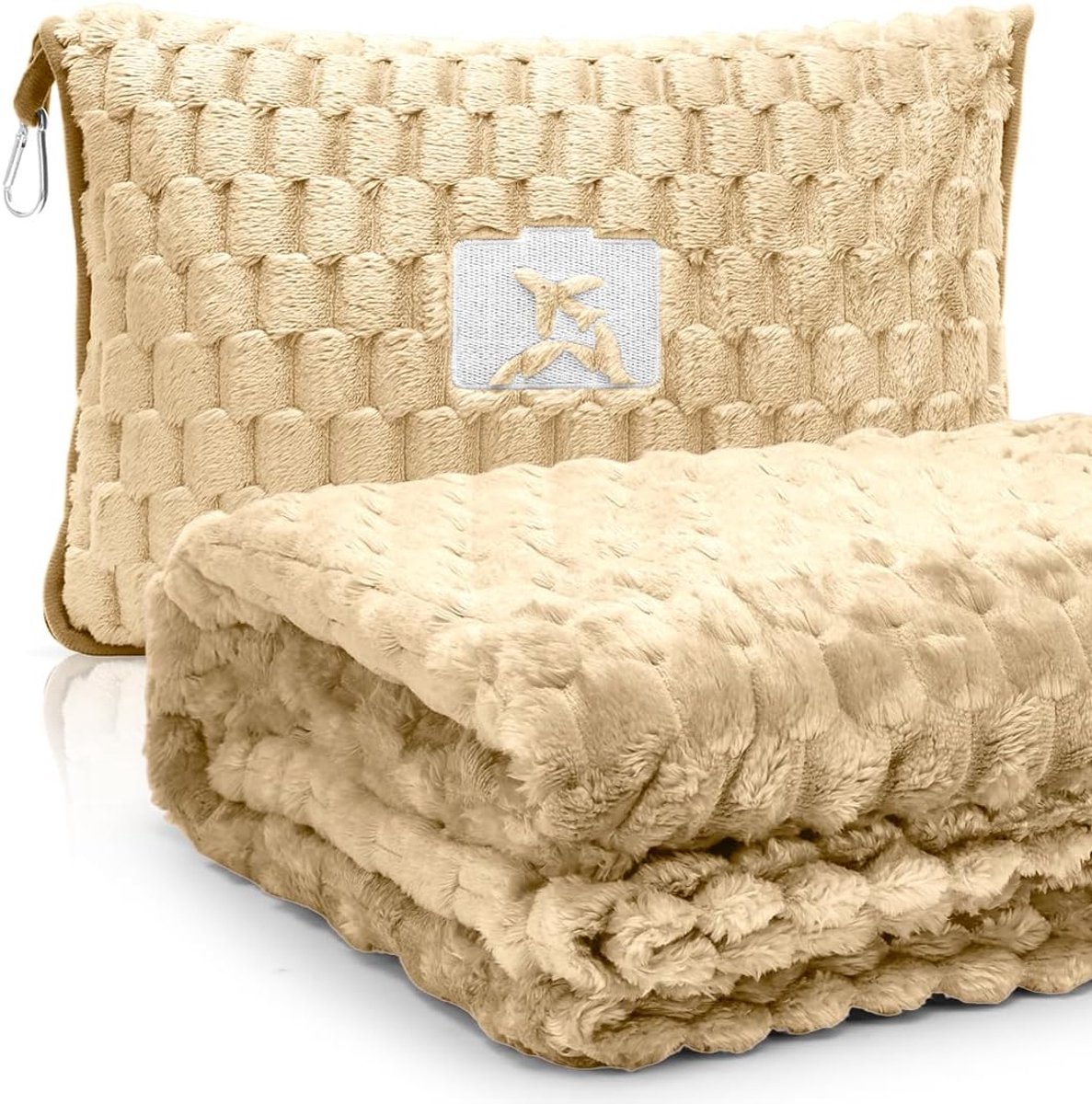 SnelShoppen - Travel Dekentje Kussen 2-in-1 Zacht en Warm Airplane Dekbed Multifunctioneel Draagbaar Kussen met Kussenhoes Knuffel Dekentje Reis Kusse