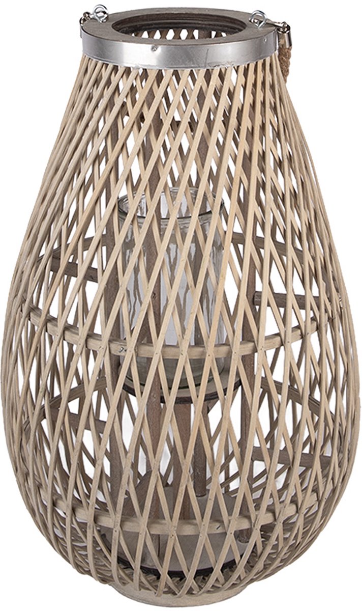 Clayre & Eef Windlicht Beige Rotan