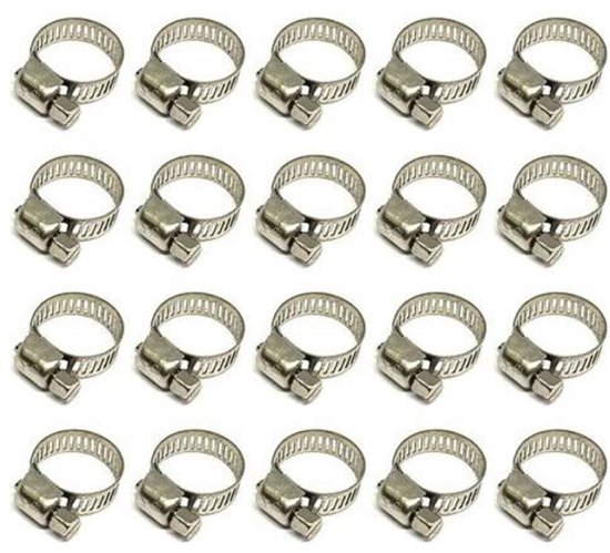 Slangklem - 20 stuks - Slang Koppeling Klem - Slangklemmen - Zilver - RVS - 10-16 mm (8 mm Breedte) - bescherming tegen roesten - voor auto, motorfiets, boot, aquarium, grasmaaier van Wovar — afbeelding 2