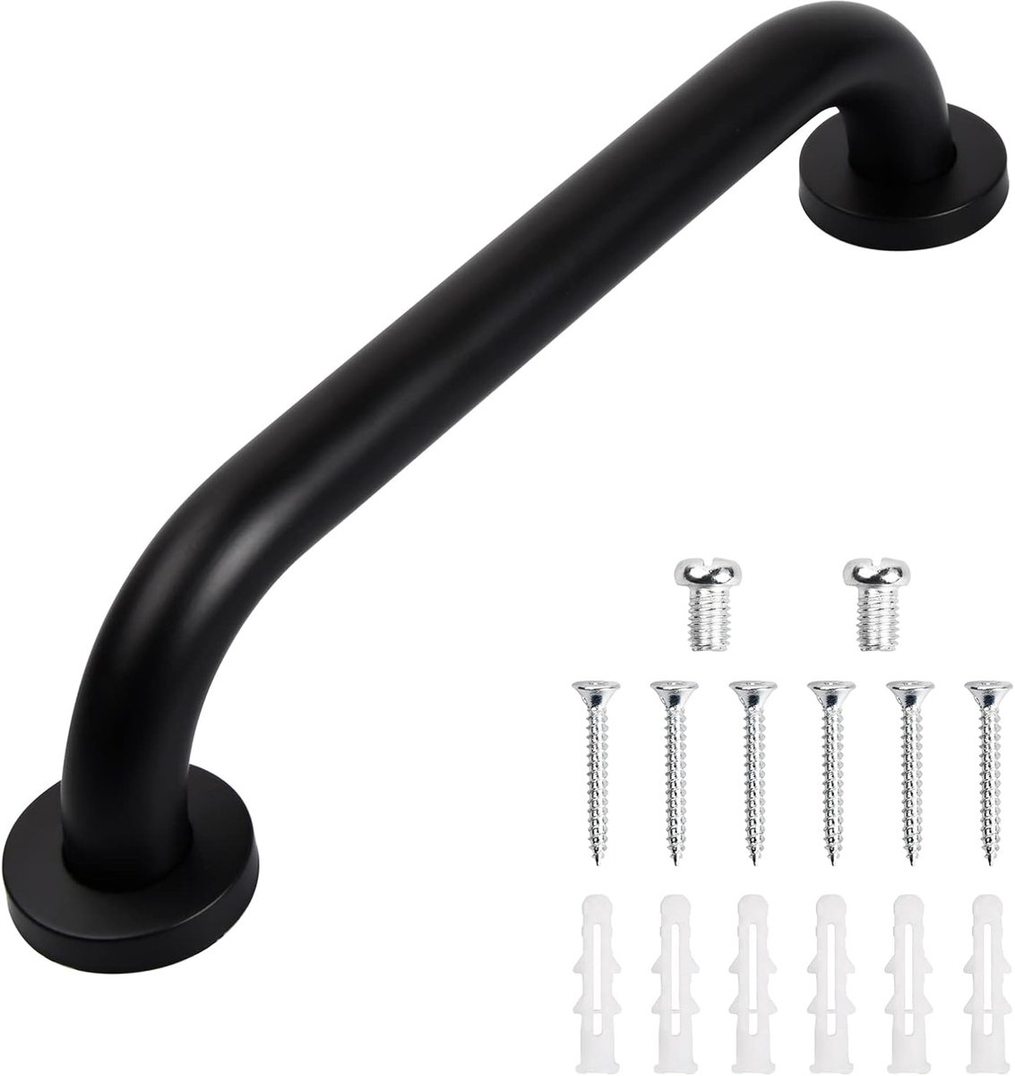 SnelShoppen - Non Slip RVS Handgreep 30cm Veiligheidsgrip voor Senioren, Douche & Badkuip Handgreep, Veiligheidsgreep voor Badkamer Wandmontage (Zwart