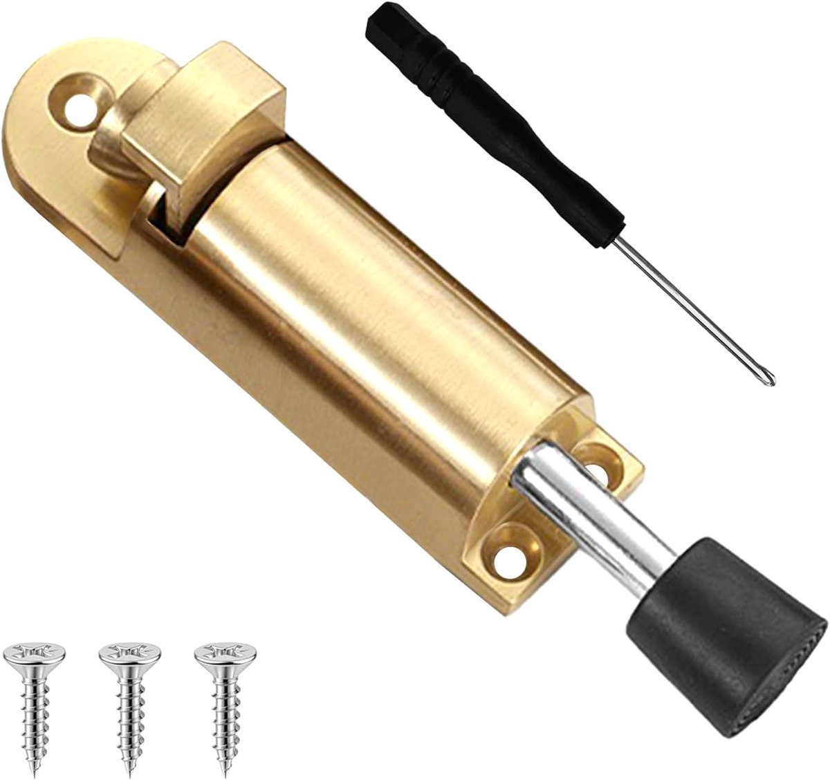 SnelShoppen - Kick Down Deurstopper, Verstelbare Telescopische Deurvergrendeling, Voetbediening met Aan/Uit-schakelaar, Gouden Rubber Pad voor Bergrui