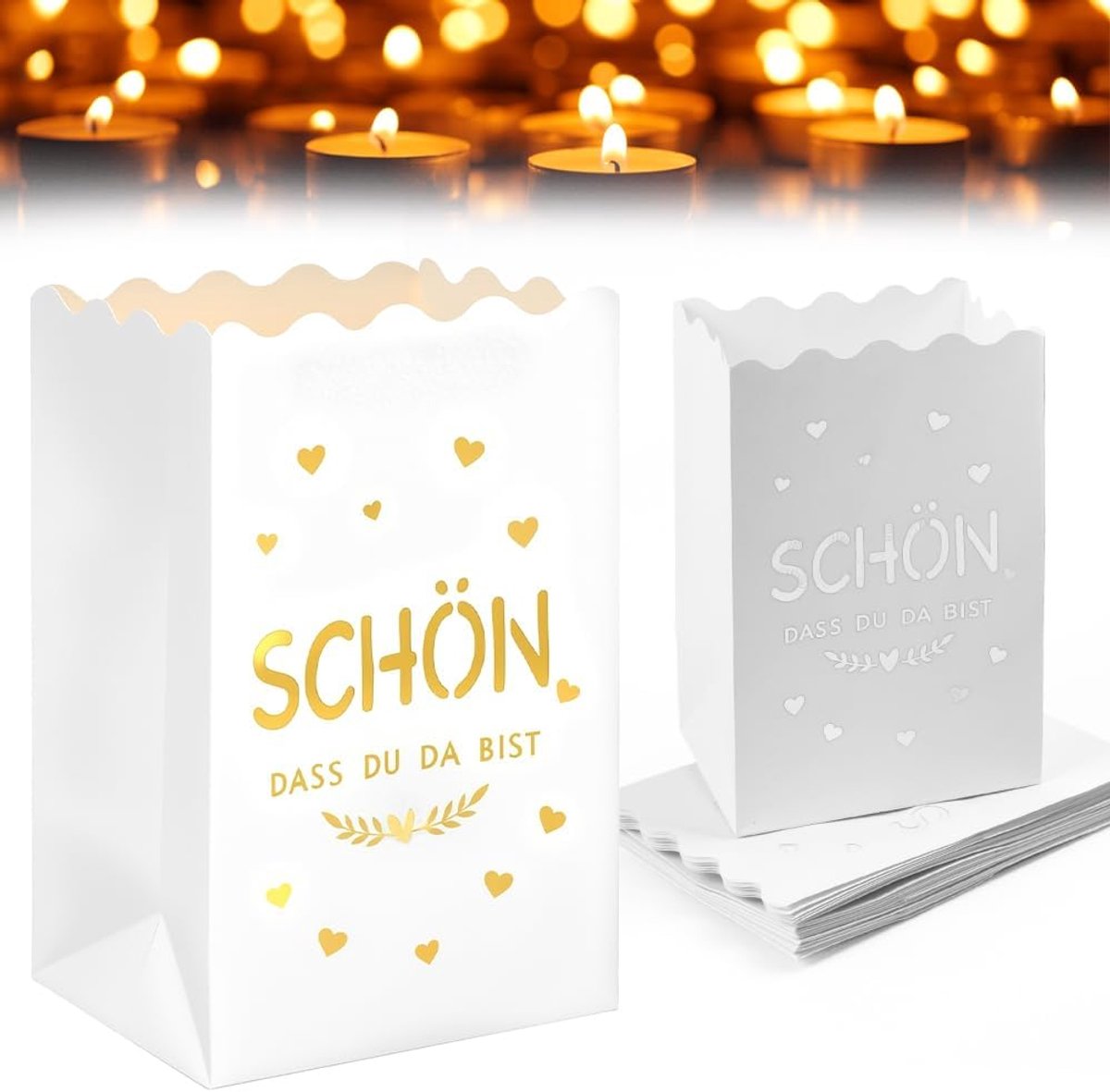SnelShoppen - 12 Stuks Witte Papieren Lantaarns - Decoratieve Verlichting voor Feestjes, Tuin, Camping en Kinderen - Ideaal voor Bruiloften en Feestde