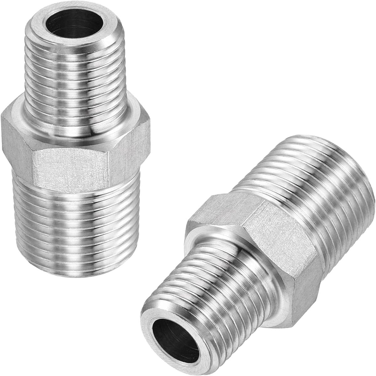 Stainless steel dubbele nippel 3/8 inch AG x 1/4 inch AG - reducer 3/8 naar 1/4 - hoogwaardig materiaal - ShopVlot