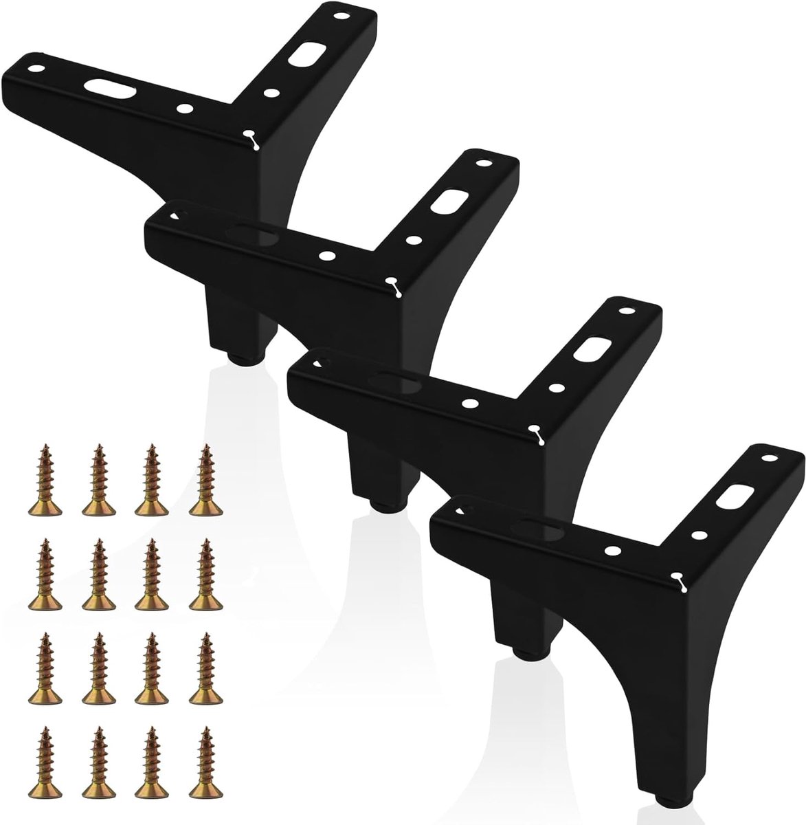 SnelShoppen - 4 Stuks Zwarte Meubelpoten 10cm - Perforated Metaal Driehoekige Ondersteuning voor Kasten, Tafels, Banken, Bedside Tafels - Antislip Des