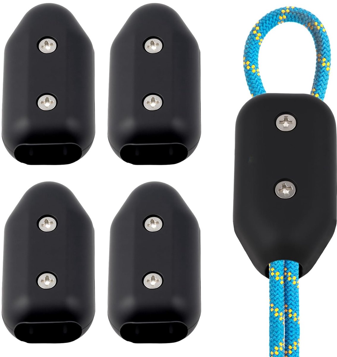 4 Pack 3/8 Inch Cable Clips, Reusable Plastic Cable Connector Clips for 7-8mm Nylon and Braided Ropes, Ideal Loop - ShopVlot