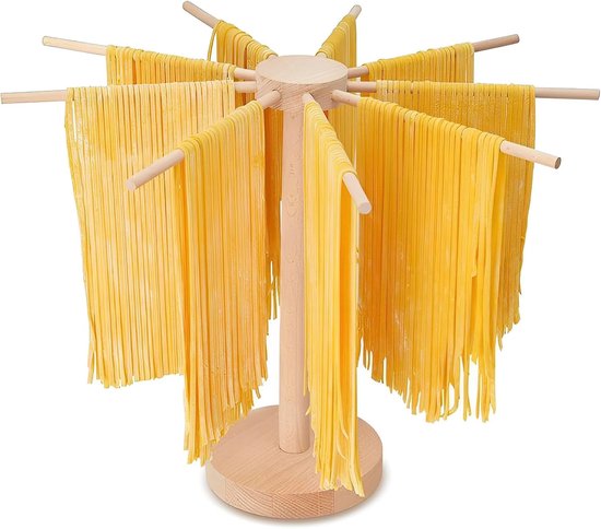 SnelShoppen - Noodle Dryer Pasta Rack - Natuurlijke Houten Droogrek met 9 Verwijderbare Armen - Robuuste Pastastandaard voor het Droogmaken van Tot 4. van Snelshoppen — afbeelding 2