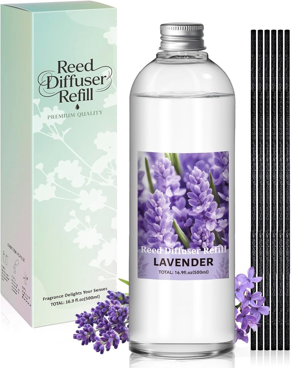 SnelShoppen - Air Freshener Navulling 500 ml Lavendel Geur, Refill voor Geurstokjes en Luchtverfrisser, Ideaal voor Slaapkamer, Badkamer, Kantoor en W