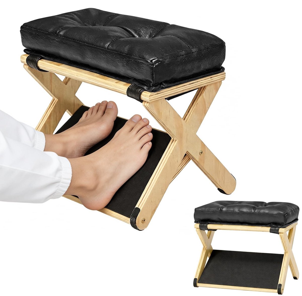Omgoods - Ergonomische Houten Voetsteun 2-in-1 - Antislip Voetsteun voor Thuis en Kantoor