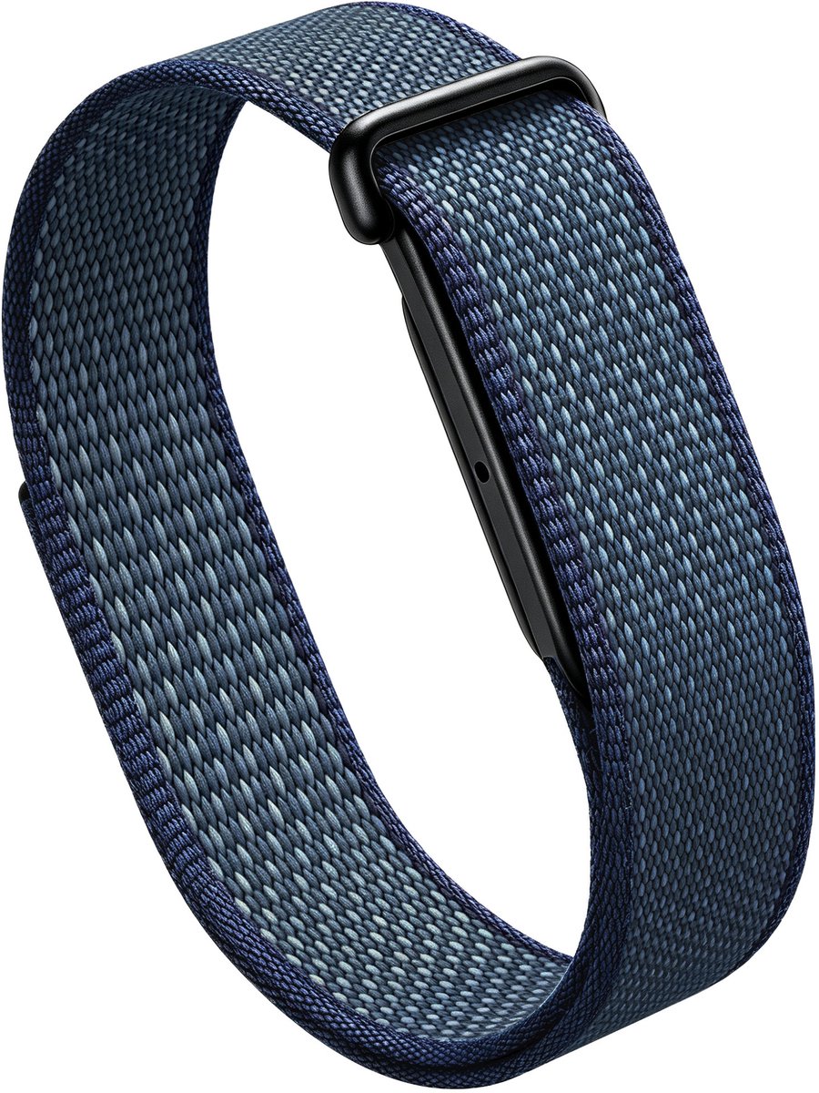 Stravo Nylon Sportbandje met Klittenband – Geschikt voor Fitbit Air – Verstelbaar, Lichtgewicht & Ademend Geweven Horlogebandje – Donkerblauw