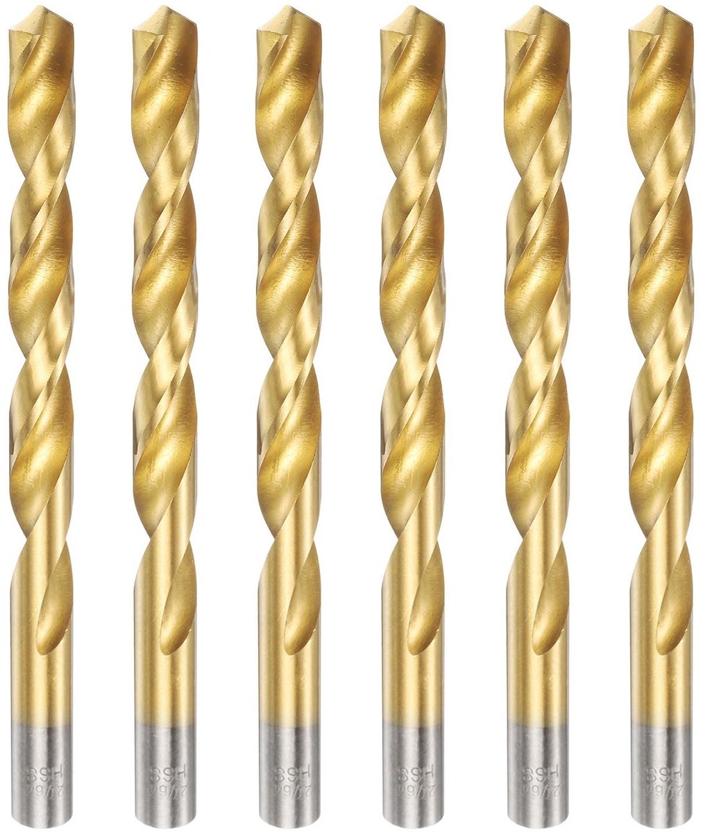 Omgoods - 6 Stuks Titanium Boorpunten voor Gehard Metaal en Roestvrij Staal