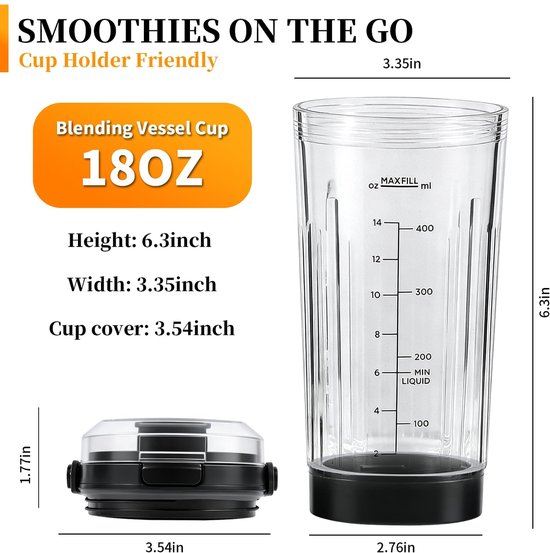 Omgoods - Blenderbeker 18oz met Sip & Seal Deksel voor Diverse Ninja Modellen — afbeelding 2